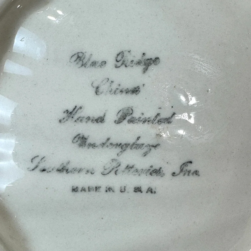 Blue Ridge Pottery Shell Relish Dish Floral Hand Painted Southern Potteries USA